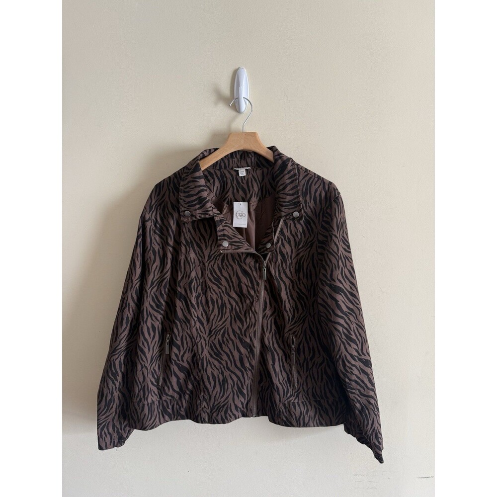NWT Cato Women's Plus Size 22/24 Zebra Asymmetrical Jacket Blazer‎ Full Zip